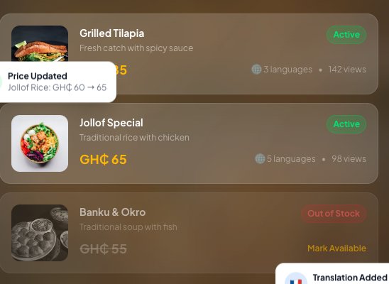 Taplo menu manager, multi-language digital menu with live prices and availability